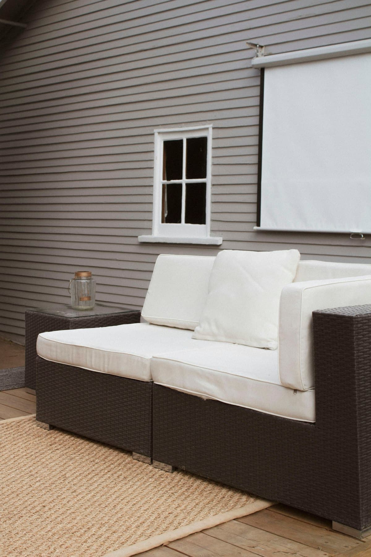 Paver patio with a seating and dining area